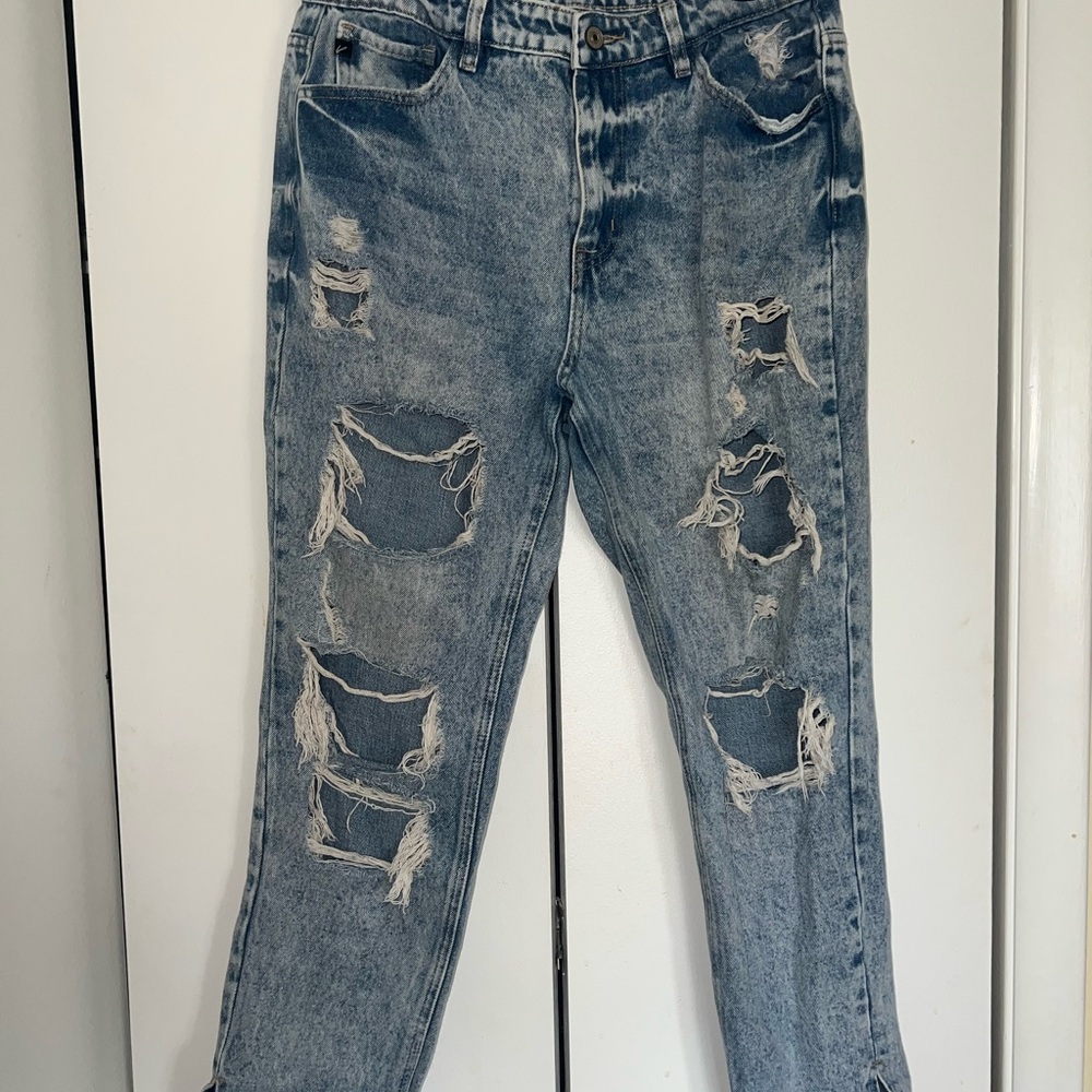 Distressed Blue Jeans